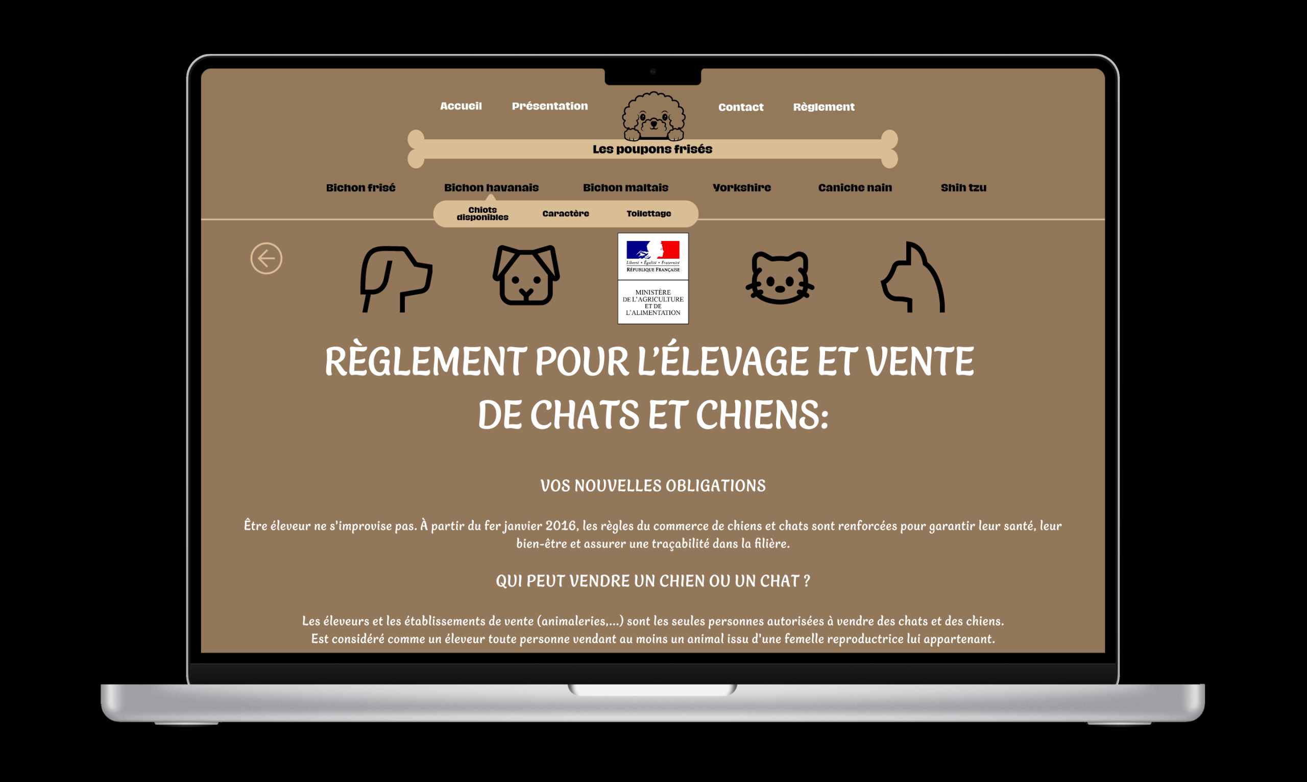 page-reglement-pour-elevage-et-vente-de-chients-et-chat-site-les-poupons-frises-refonte-totale