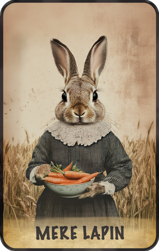 carte-avec-visuel-genere-par-intelligence-artificielle-représentant-un-lapin-en-habit-de-servante-tenant-un-bol-de-carotte